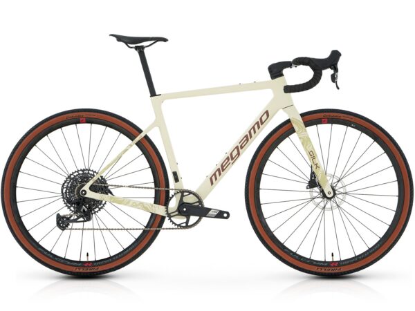 Vélo gravel carbone Megamo Silk 10 beige Apex Eagle 12v 2025